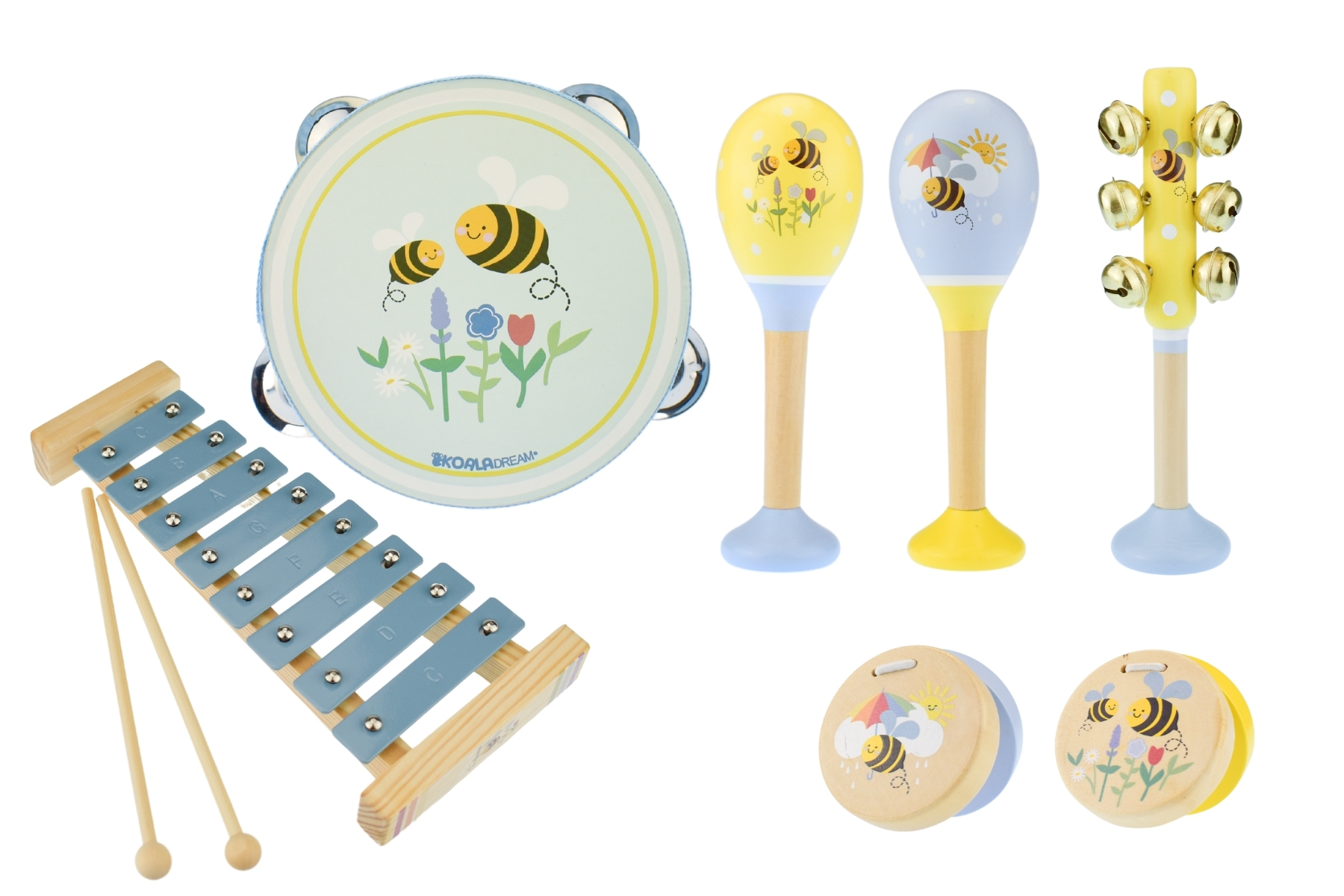 Wooden Buzzy Days Bee Music Set | 7 pcs