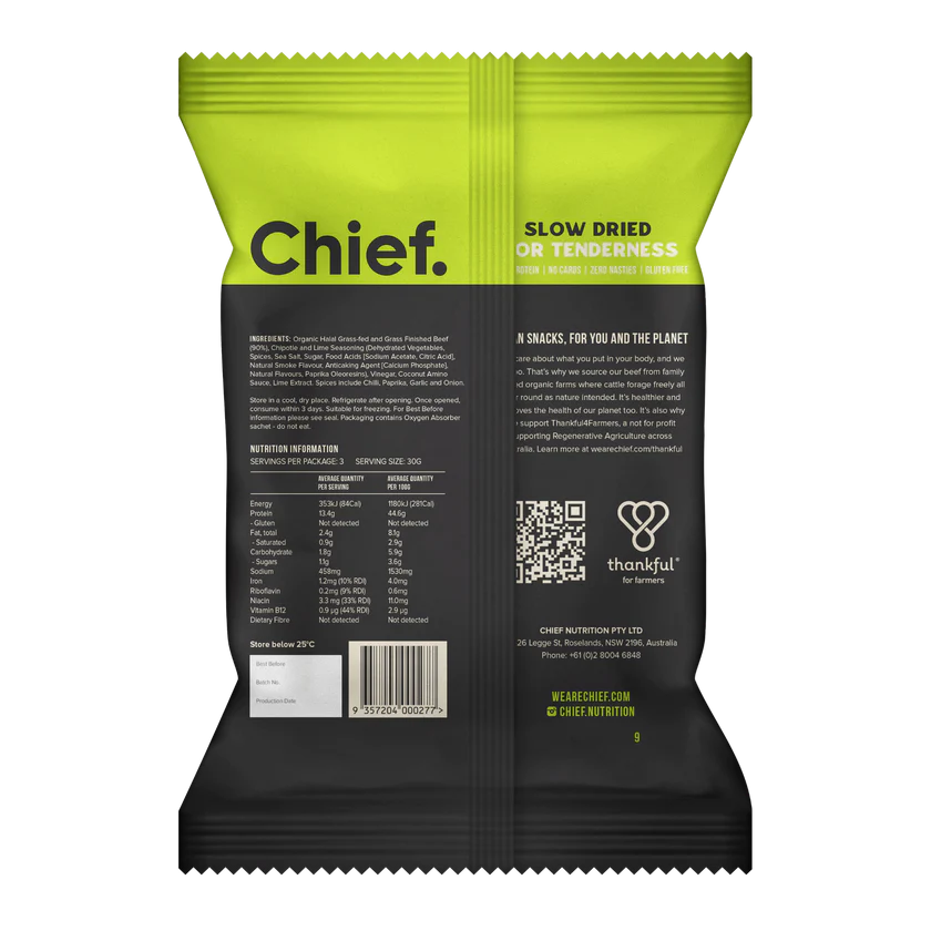 Chief Nutrition | Chipotle and Lime Biltong 90g