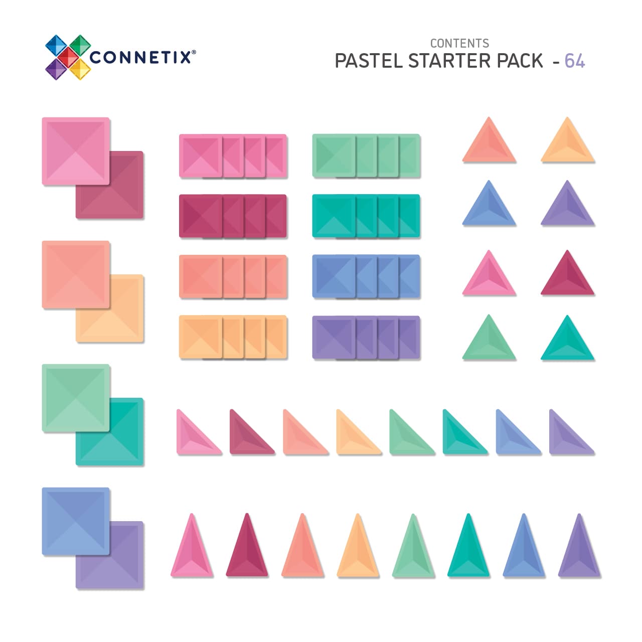 Connetix Pastel | 64 Piece Starter Pack