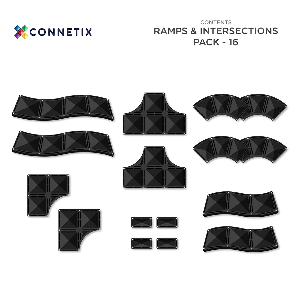 Connetix Roads | 16 pieces Ramps and Intersections