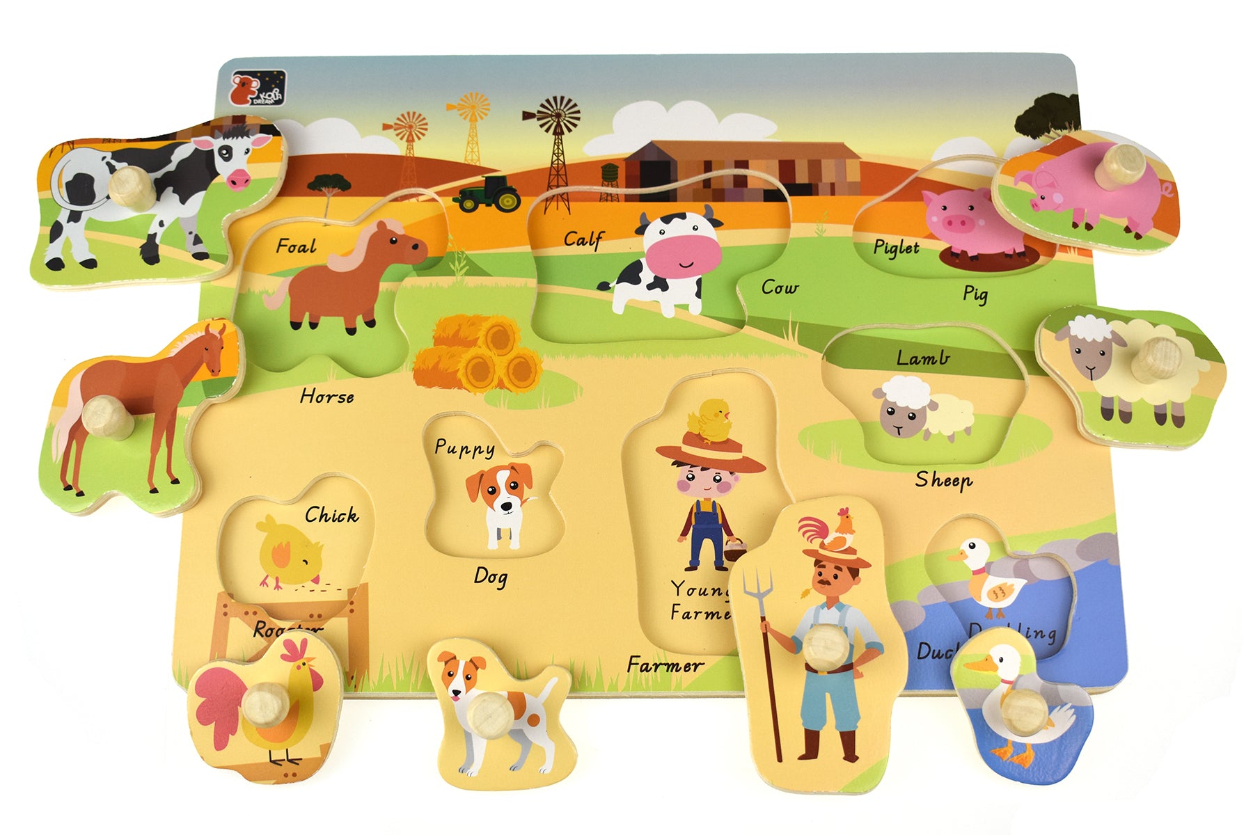 2 in 1 Wooden Peg Puzzle | Australian Farm Animals