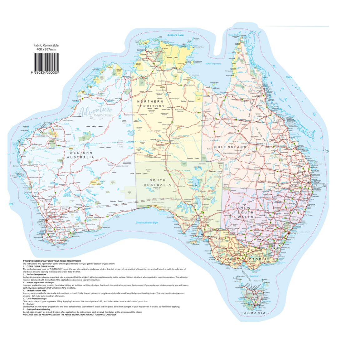 Map of Australia Sticker - UV Outdoors OR Fabric