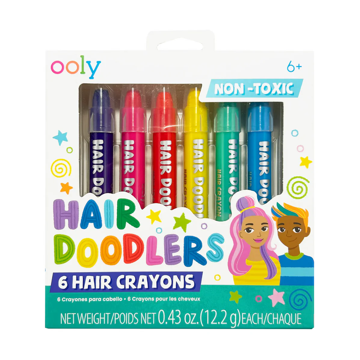 Ooly Hair Doodlers | Hair Crayons Set of 6 Stationary Art and Craft for Kids