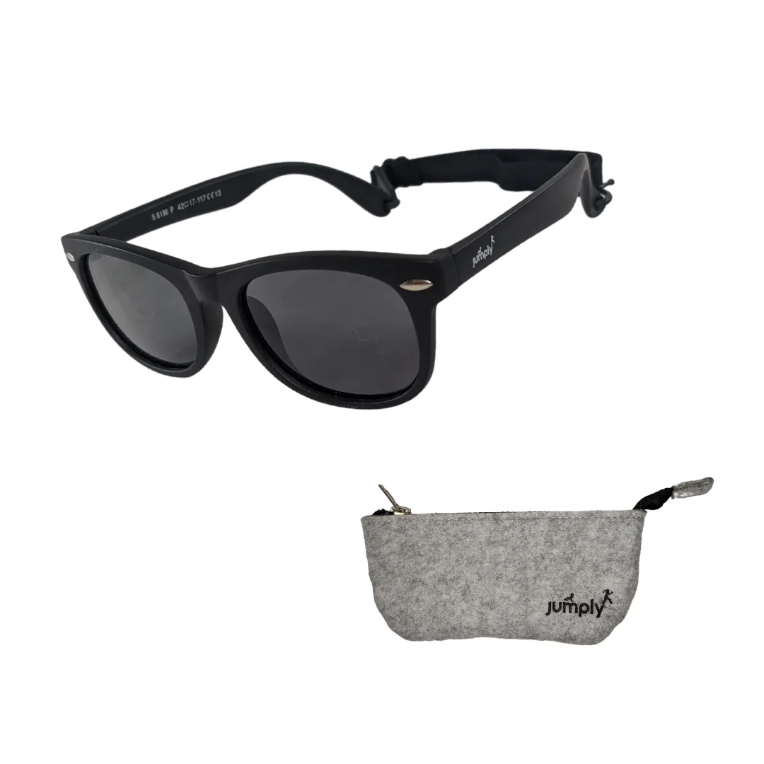 Jumply | Baby and Toddler Flex-Frame Sunglasses Polarized With Strap - Black