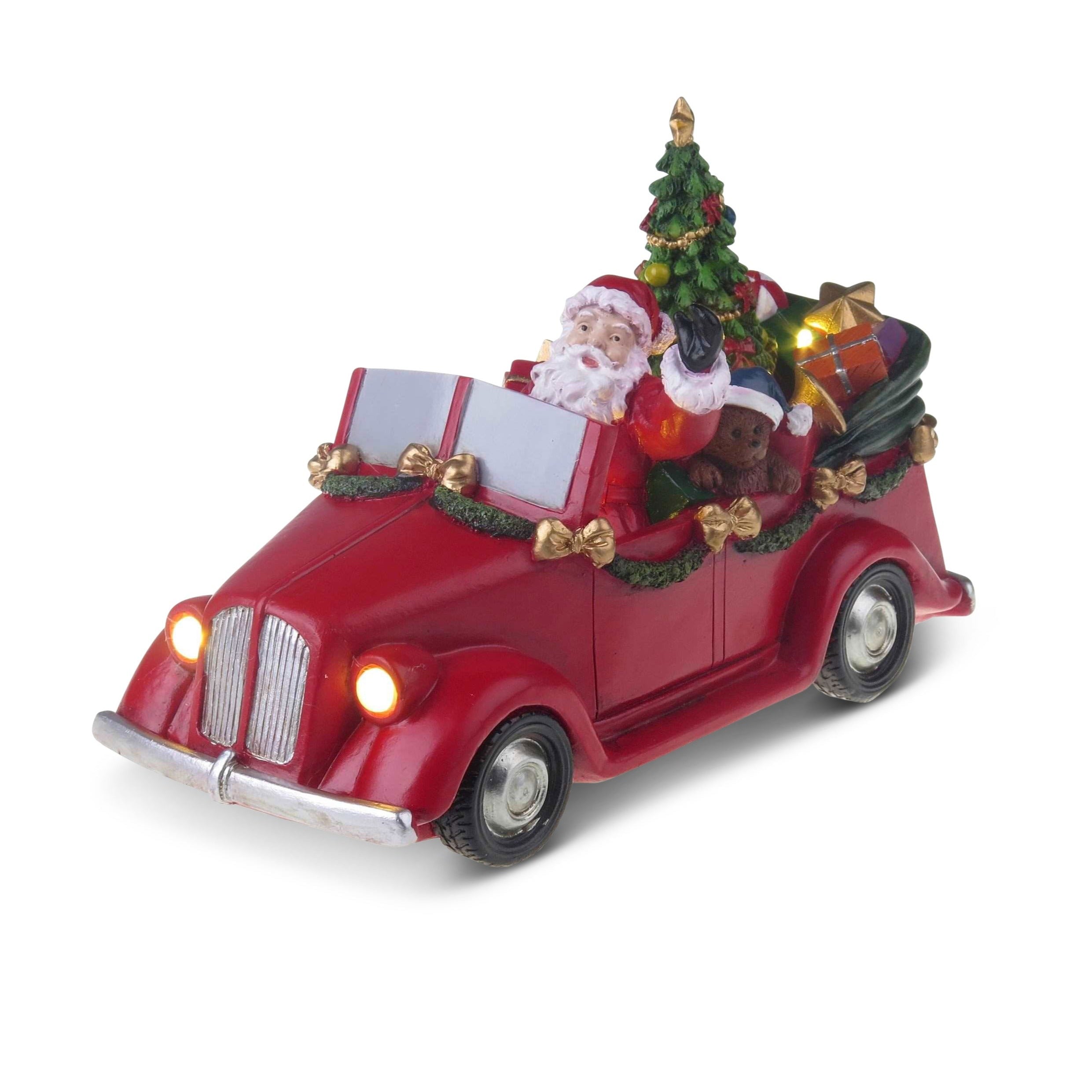 Christmas Santa in Classic Red Car with LED & Tree 051