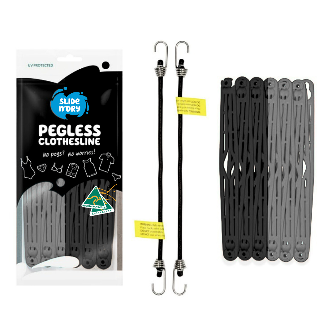 Slide n' Dry Pegless Clothesline | Trip In A Van BLACK & GREY