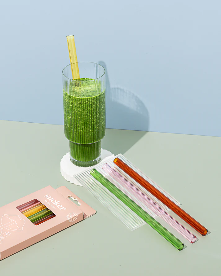 Sucker Reusable Glass Straws | Smoothie Straws