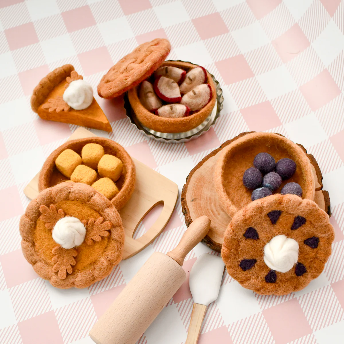 Tara Treasures | Felt Fruit Pie Play Food Set