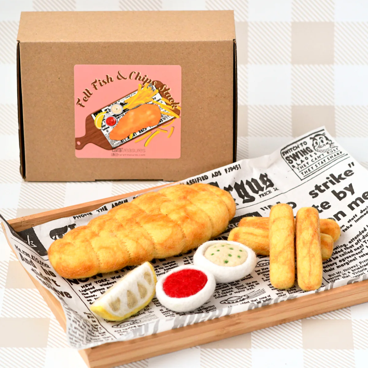 Tara Treasures | Felt Fish and Chips Stack