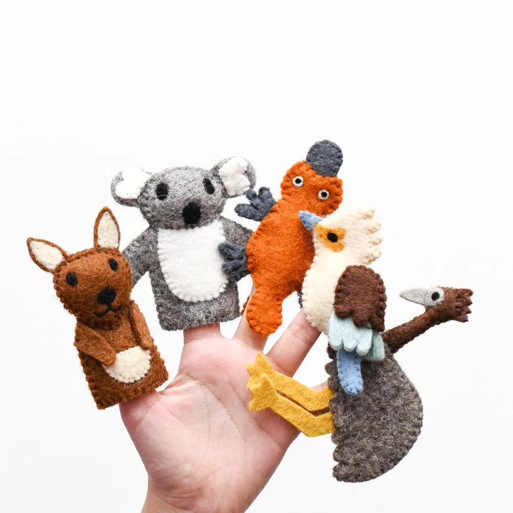 Tara Treasures | Felt Finger Puppet Set Australian Animals