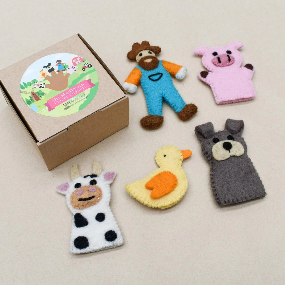 Tara Treasures | Felt Finger Puppet Set Old MacDonald Farm Animals