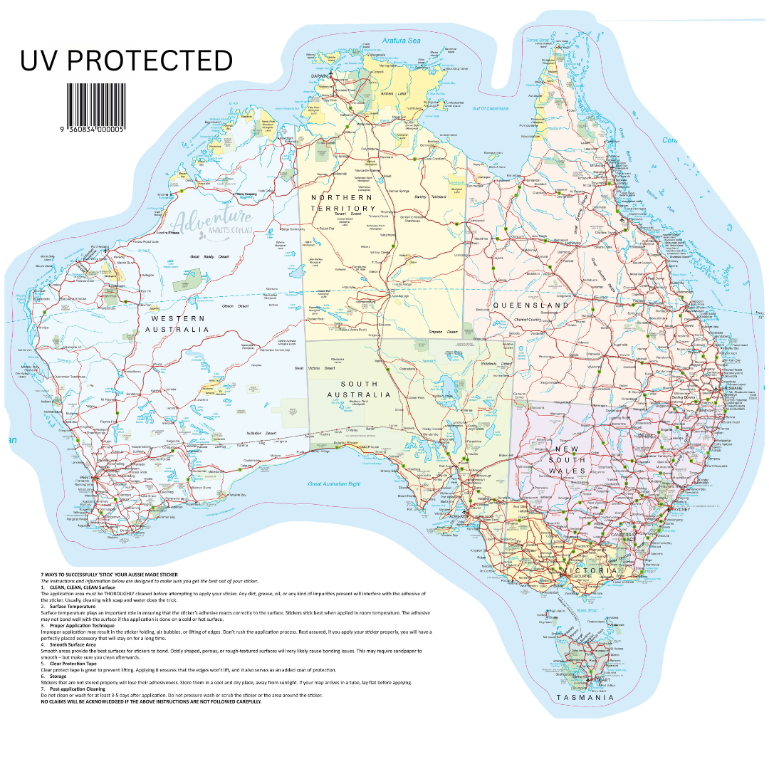 Map of Australia Sticker - UV Outdoors OR Fabric