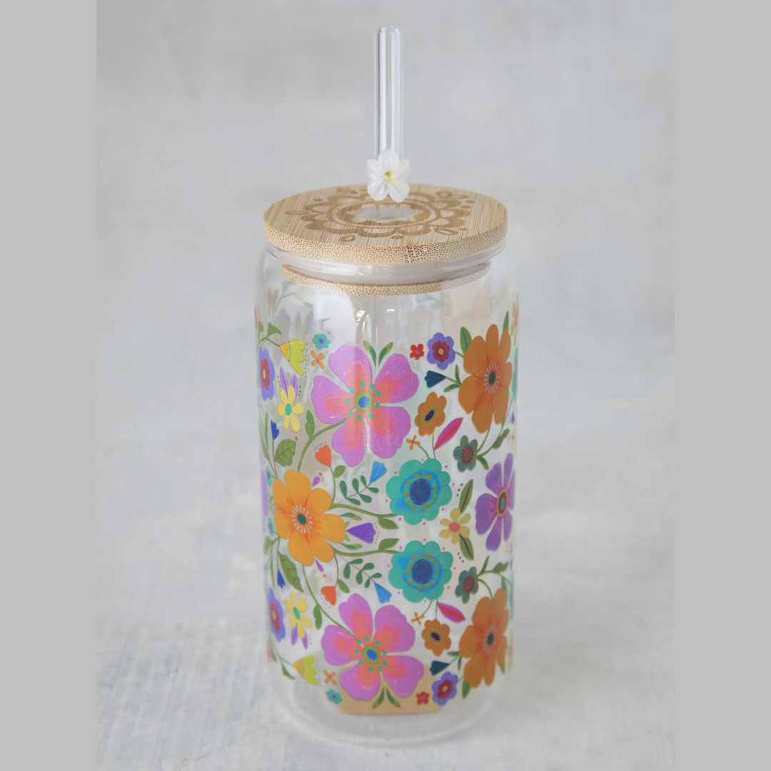 Glass Tumbler With Lid and Straw by Natural Life