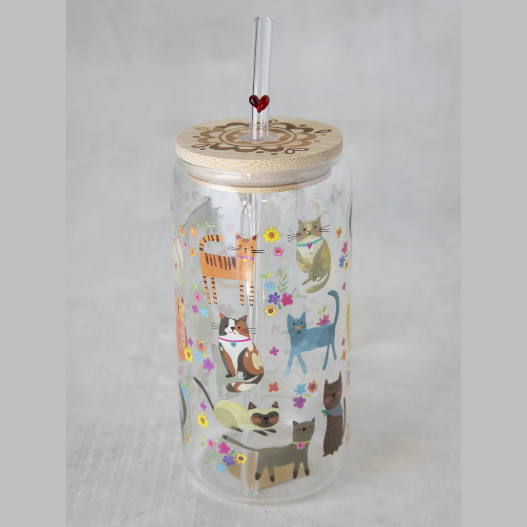 Glass Tumbler With Lid and Straw by Natural Life