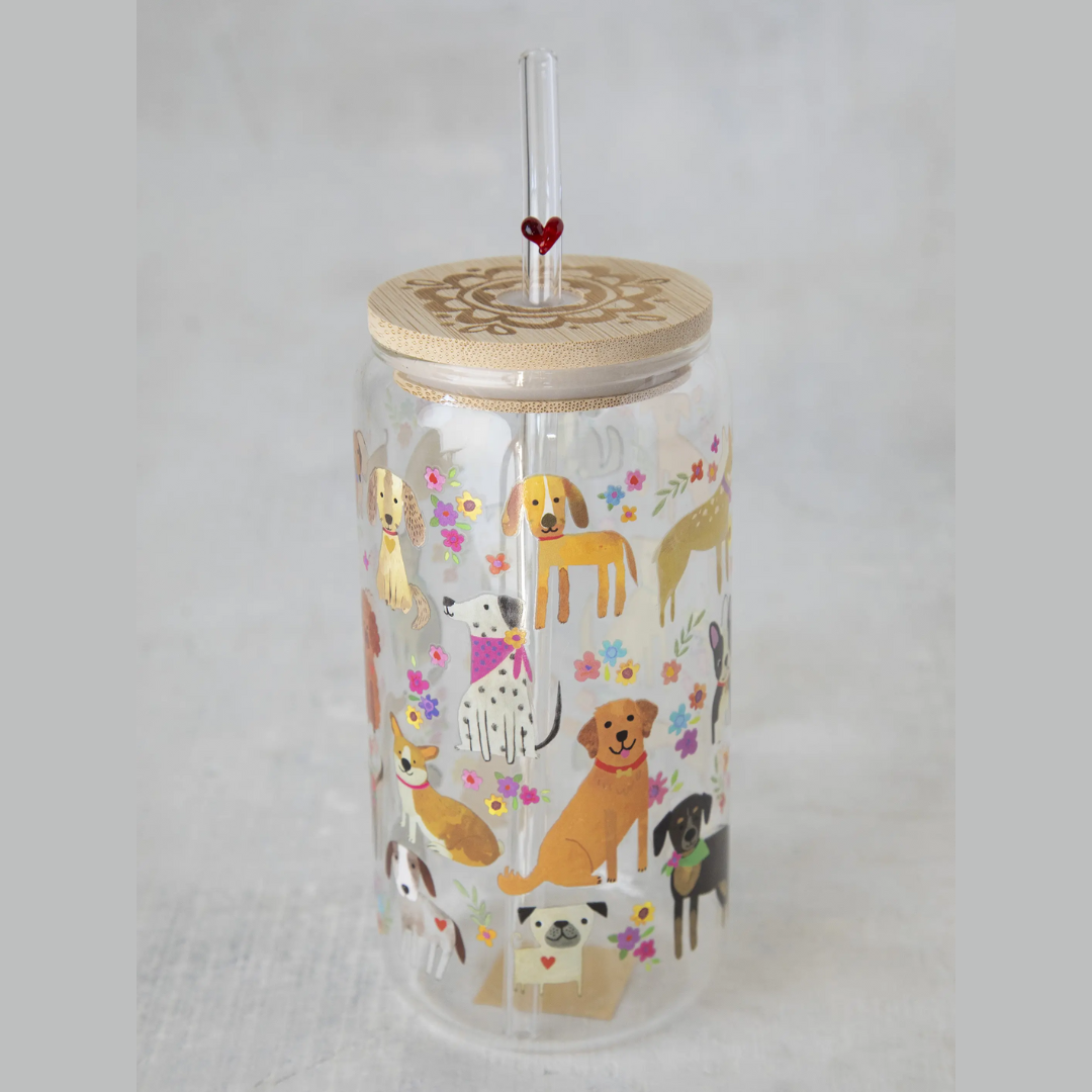 Glass Tumbler With Lid and Straw by Natural Life