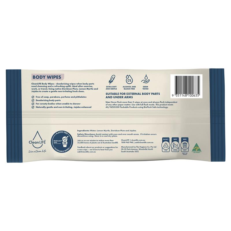 Cleaning & Deodorising Body Wipes by CleanLIFE