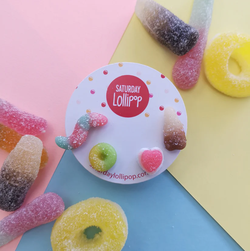 Saturday Lollipop Stud Earrings | Sour Lolly Set