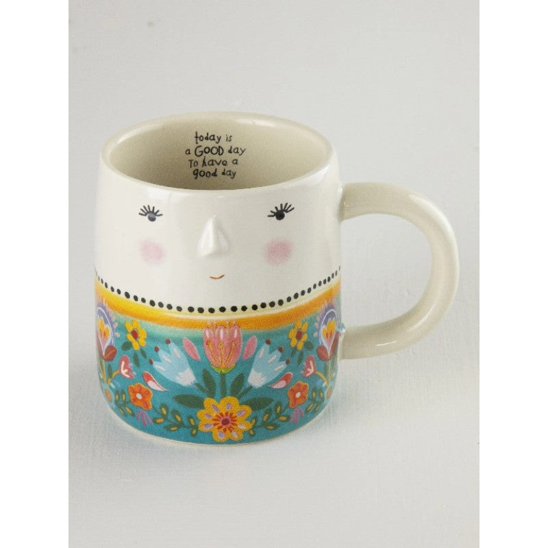 Folk Lady | Good Day Coffee Mug by Natural  Life 113