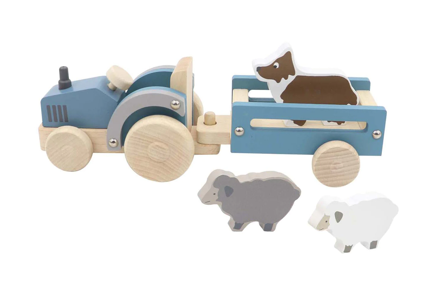 Wooden Tractor with Farm Animals