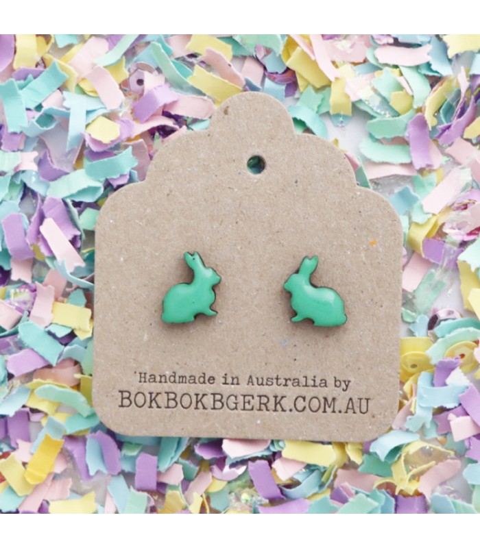 Bok Bok B'Gerk Earrings - Rabbits Mint