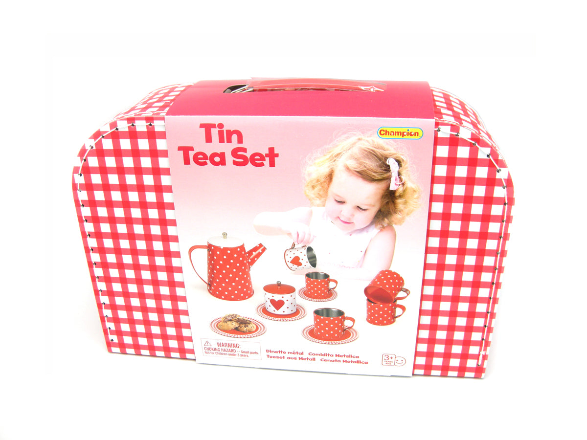 Tin Tea Sets with Carry Case 13 - 15pc