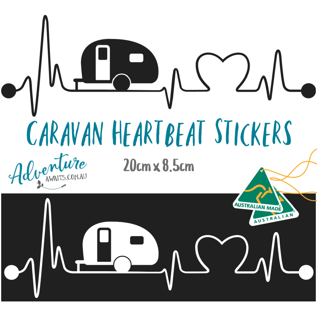 Caravan Heartbeat Vinyl Sticker | Australian Made