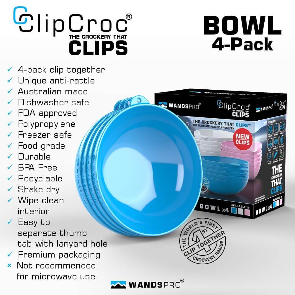 ClipCroc Bowl Set | 4 Pack ‘Clip-together’ Crockery