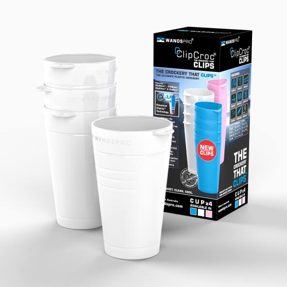 ClipCroc Cup Set | 4 Pack ‘Clip-together’ Crockery