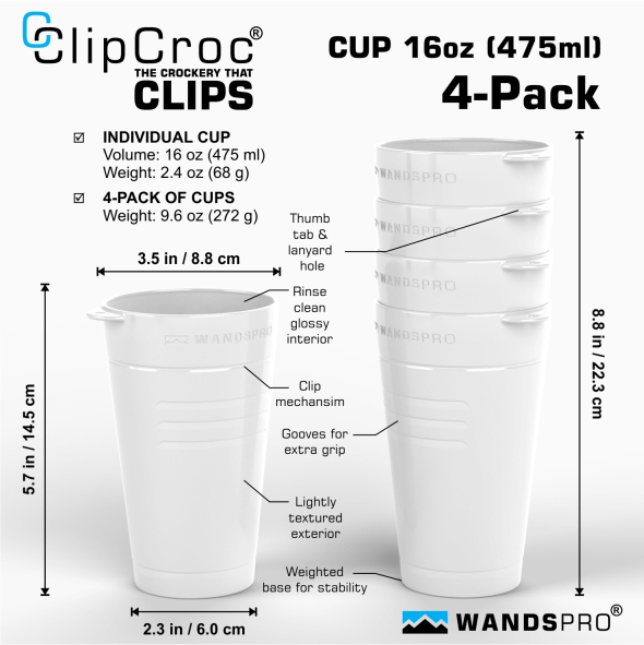 ClipCroc Cup Set | 4 Pack ‘Clip-together’ Crockery