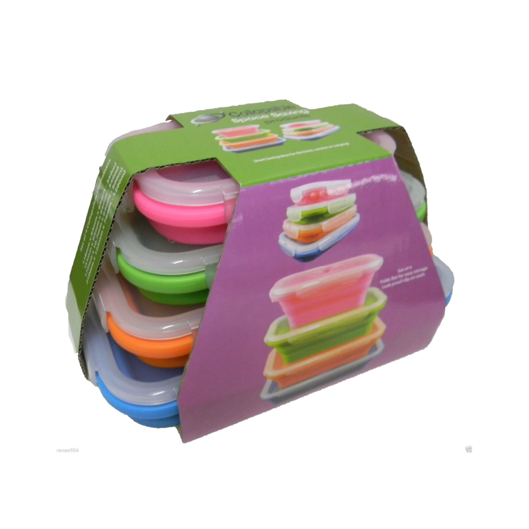 Collapsible Silicone Rectangle Tubs | Set of 4