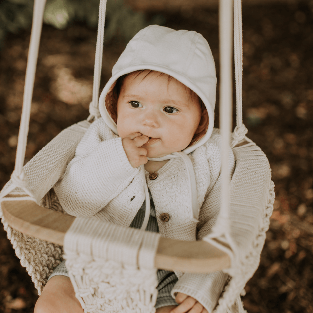 Bedhead Hats Reversible Baby Bonnet | Emma/Ivory