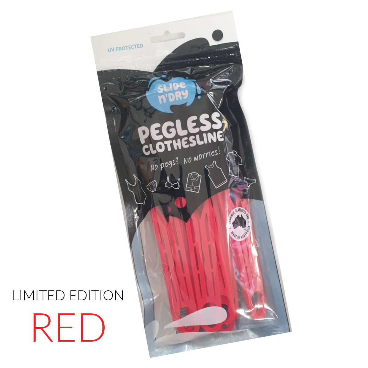 Slide n' Dry Pegless Clothesline - RED - Limited Edition