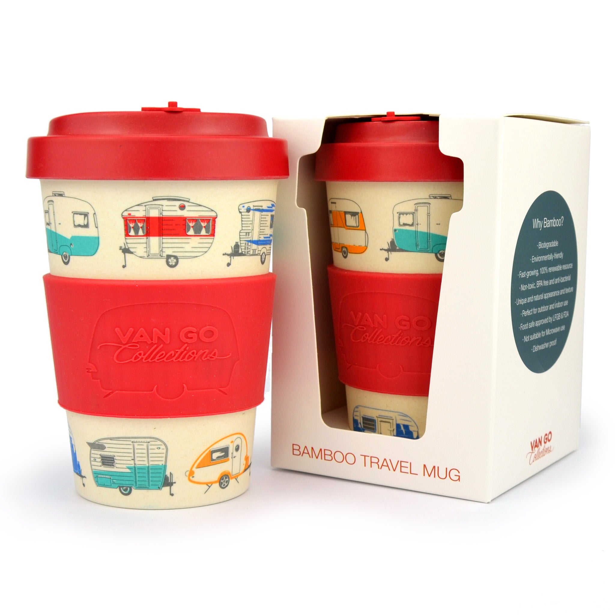 Van Go Bamboo Travel Mug | 400ml | 'Spring' Red