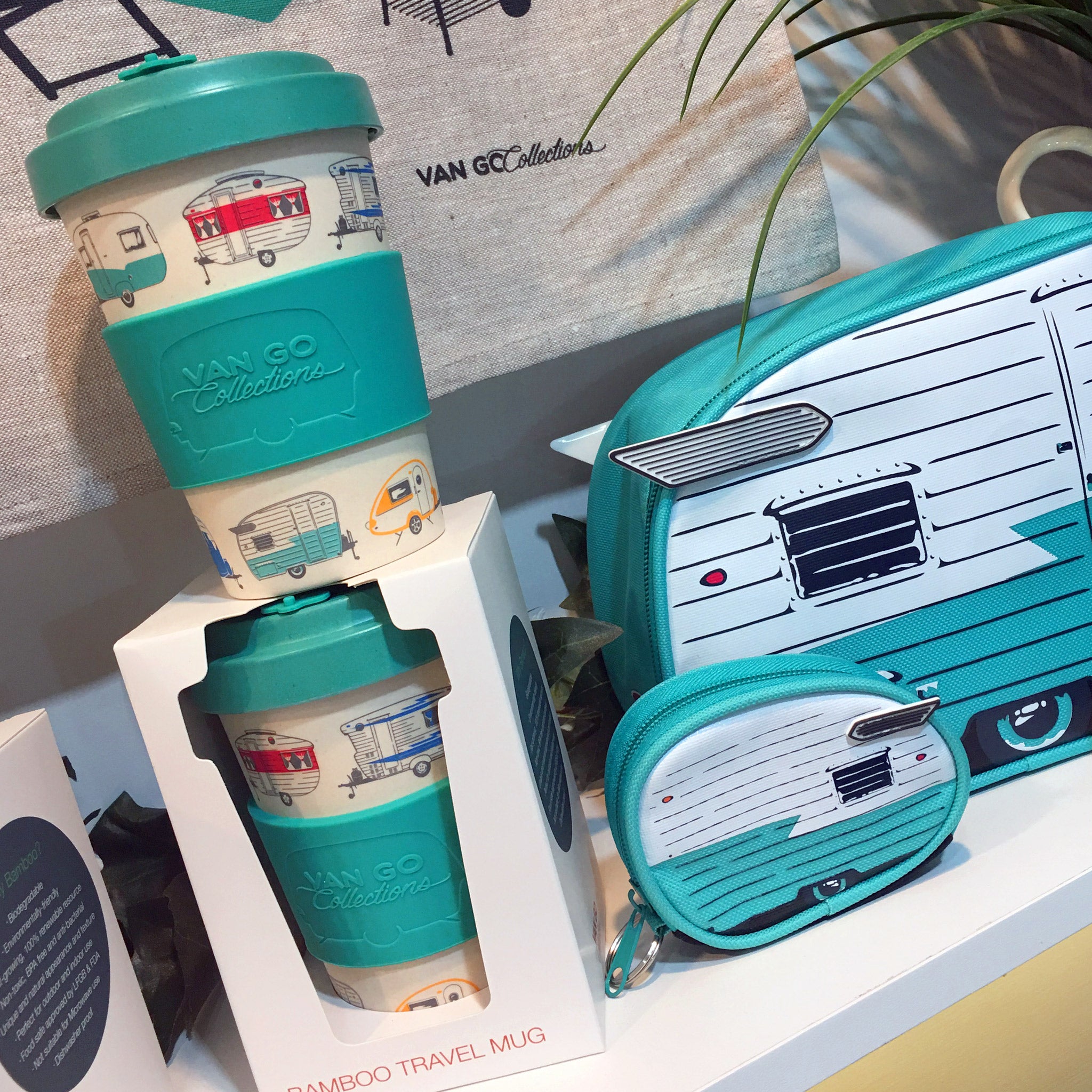 Van Go Bamboo Travel Mug | 400ml | 'Lazy Summer Days' Teal