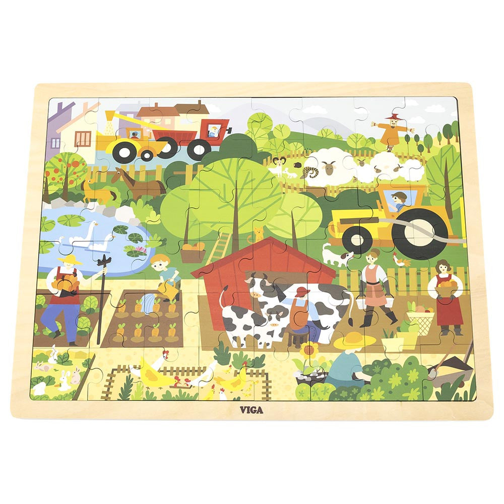 Viga Toys | Wooden Farm Puzzle 48pc