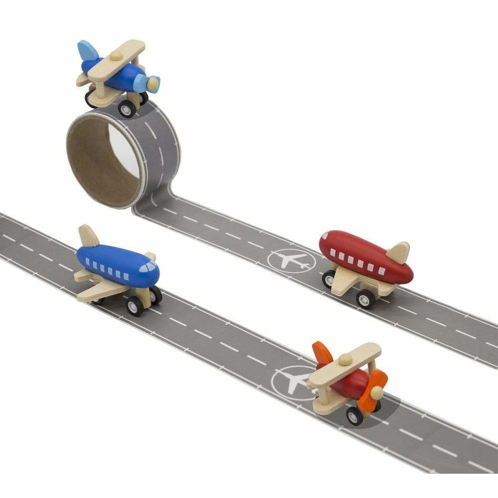 Wooden Plane with Tape Set - assorted colours