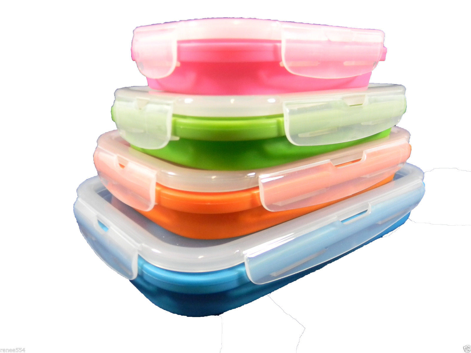 Collapsible Silicone Rectangle Tubs | Set of 4