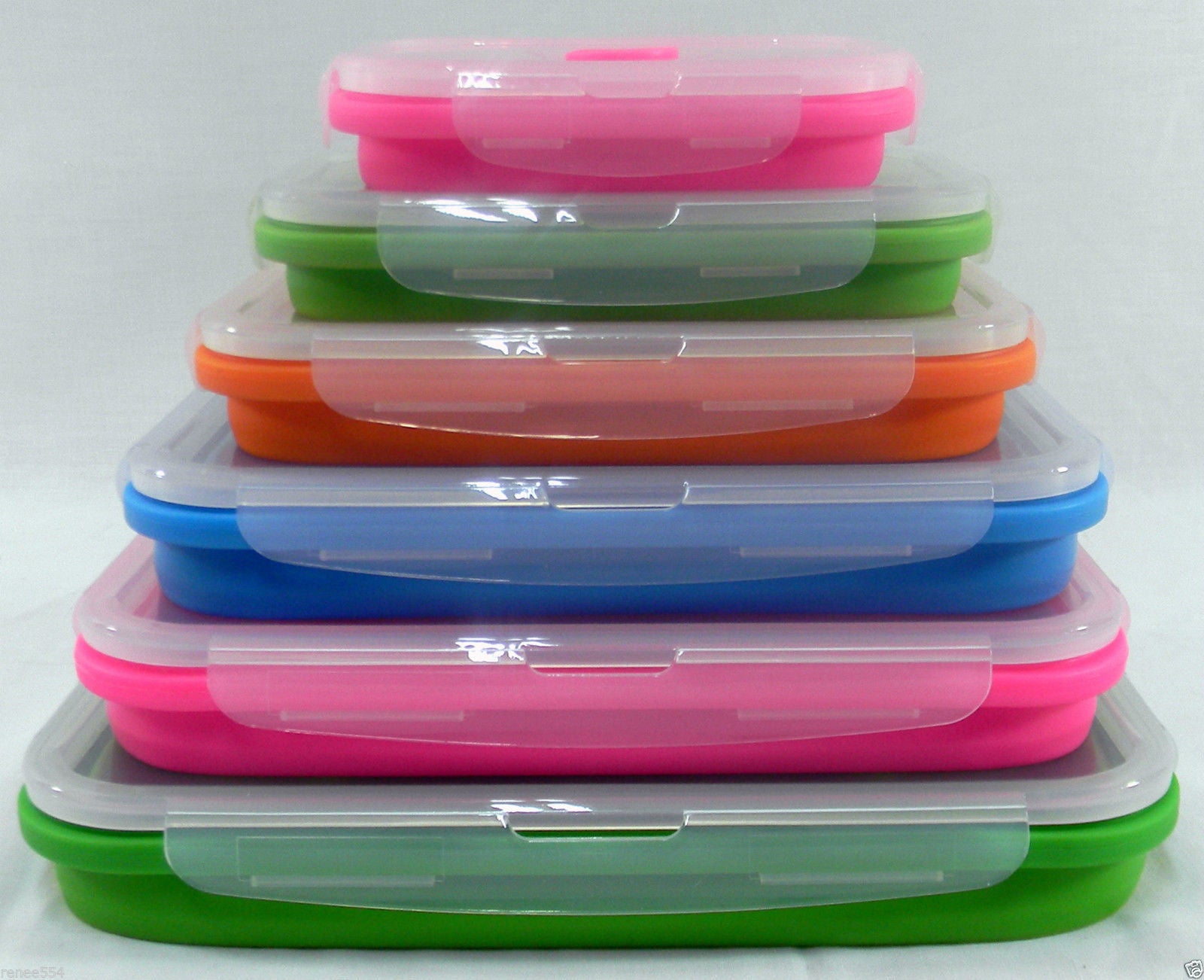 Collapsible Silicone Rectangle Tubs - Set of 6