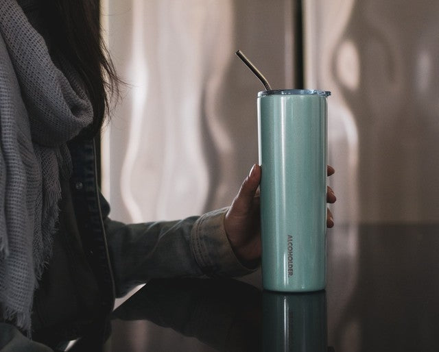 Alcoholder SKNY Slim Insulated Tumbler | Aqua Mist Glitter