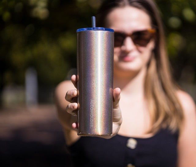 Alcoholder SKNY Slim Insulated Tumbler | Rose Gold Glitter