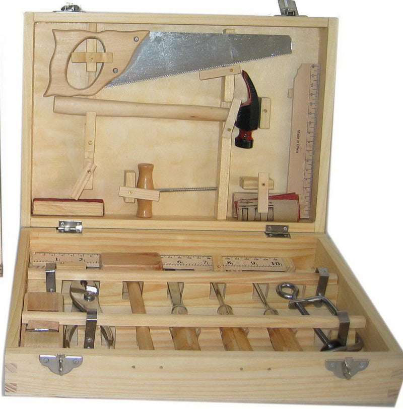 16p Wooden Tool Set with Metal Tools