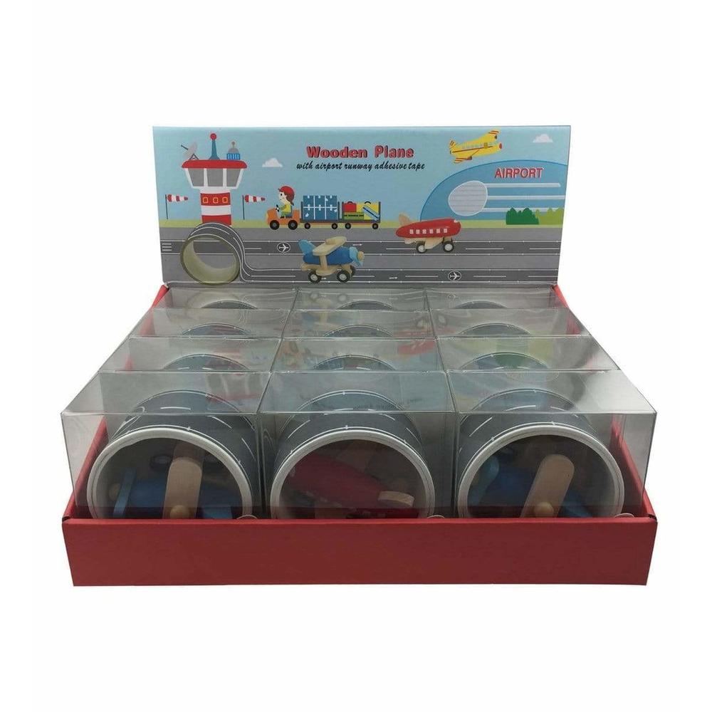 Wooden Plane with Tape Set - assorted colours